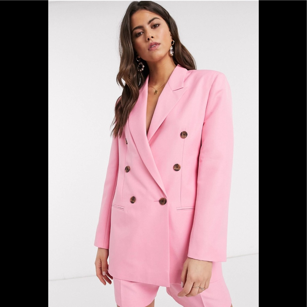 ASOS Design Mom Suit Blazer in Pop Pink